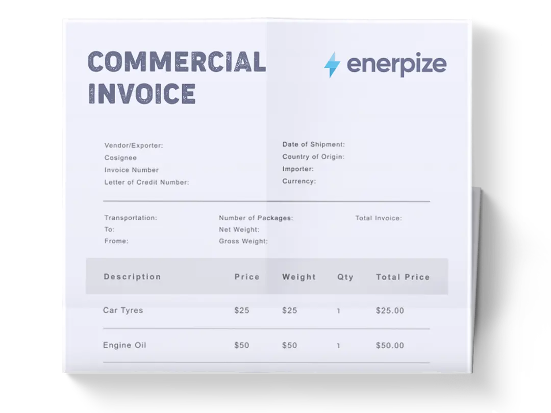 commercial invoice template