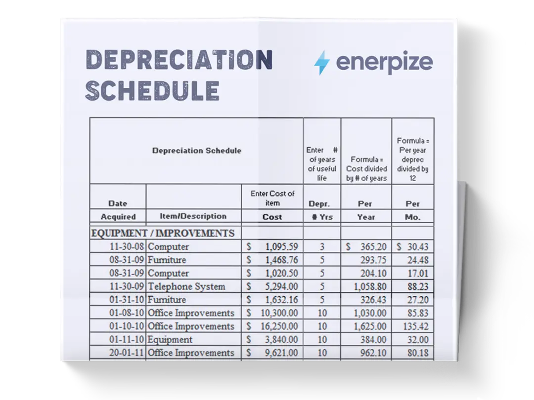 depreciation schedule template