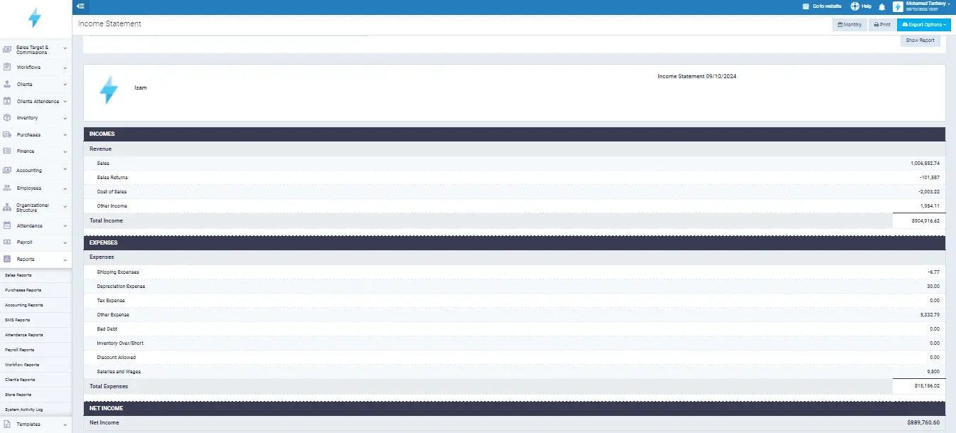 enerpize contribution income statement